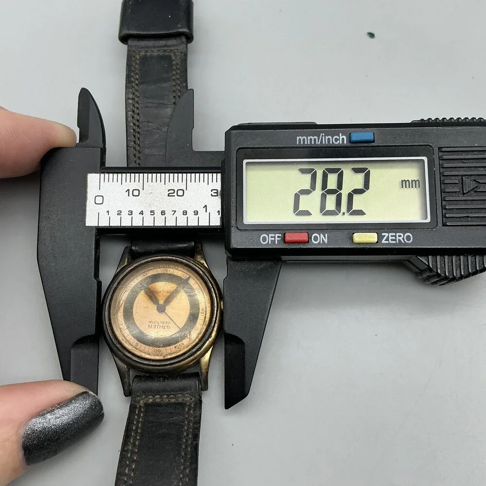 Vintage Gruen Veri-Thin Precision Mens Watch 28mm Gold Black Manual For Parts